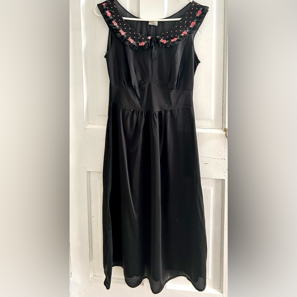 Vintage Black Nylon Tricot “Carol Bent” Nightgown From The 1950s